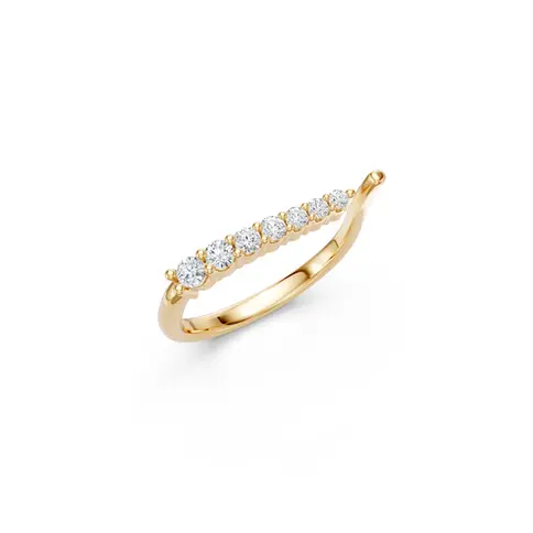 Yellow Gold Feather Diamonds Ring