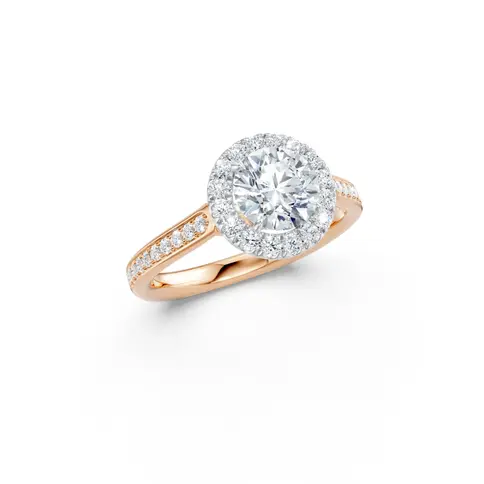 Rose and White Gold Diamond Vintage Engagement Ring