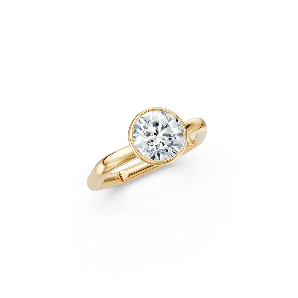 Yellow Gold Round Bezel PolyGem Elegance Ring