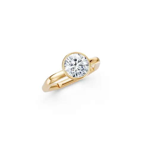 Yellow Gold Round Bezel PolyGem Elegance Ring