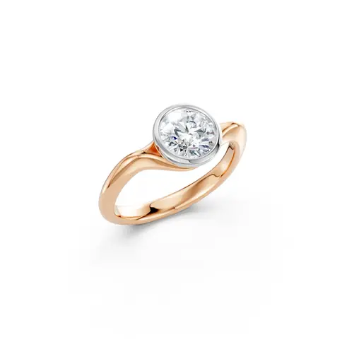 Rose and White Gold Gravity Diamond Engagement Ring
