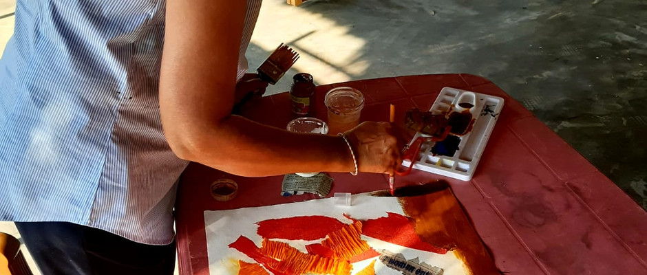 Jayshree working on her collage