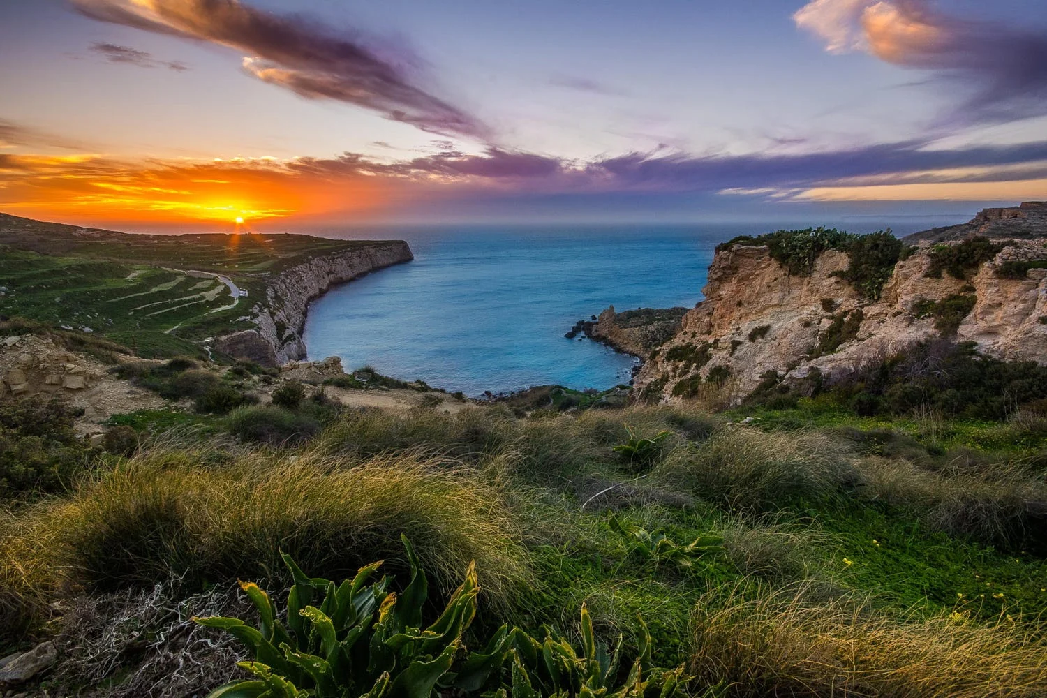 Sunset during private boat charter at Fomm ir-Rih Malta