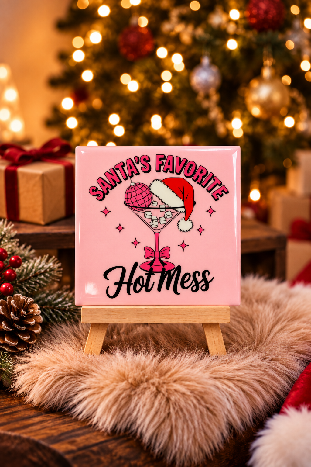 🍸🎄 Tegeltje “Santa’s Favorite Hot Mess”