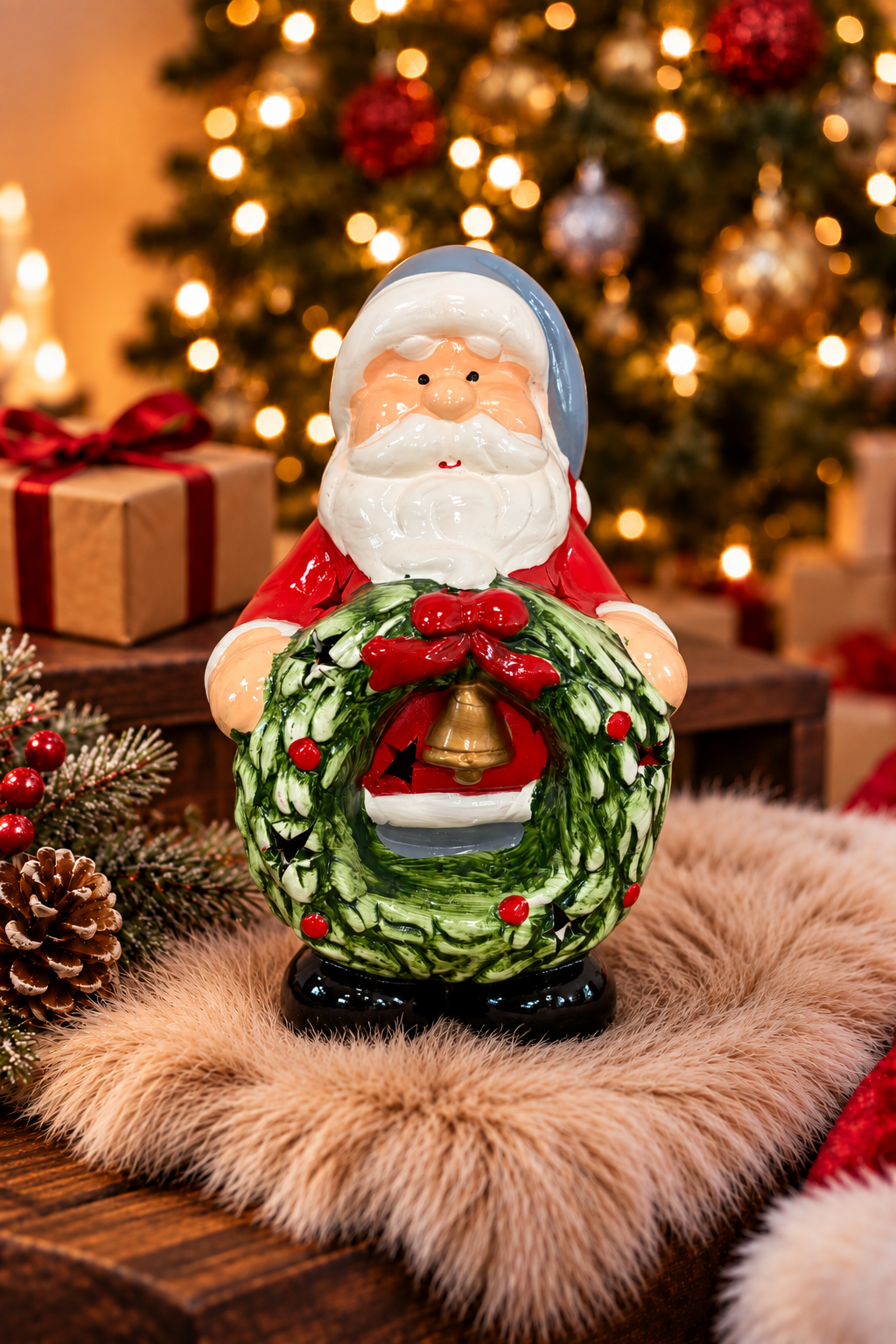 🎅 LED Decoratiebeeld “Santa’s Christmas Wreath”