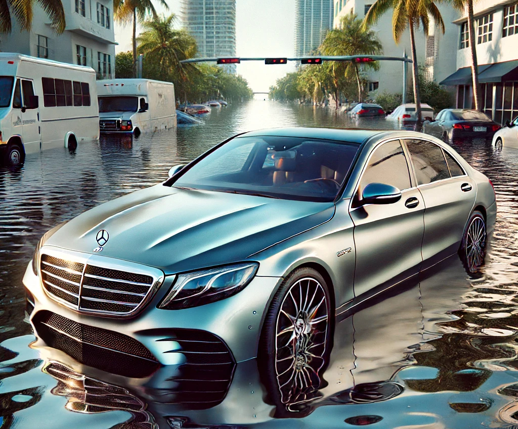 Car Is Caught In A Flood