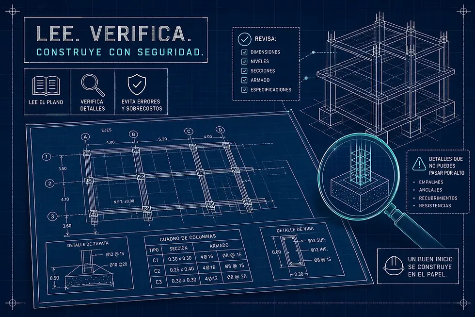 Diseño de un plano para mostrar cómo leer un plano estructural