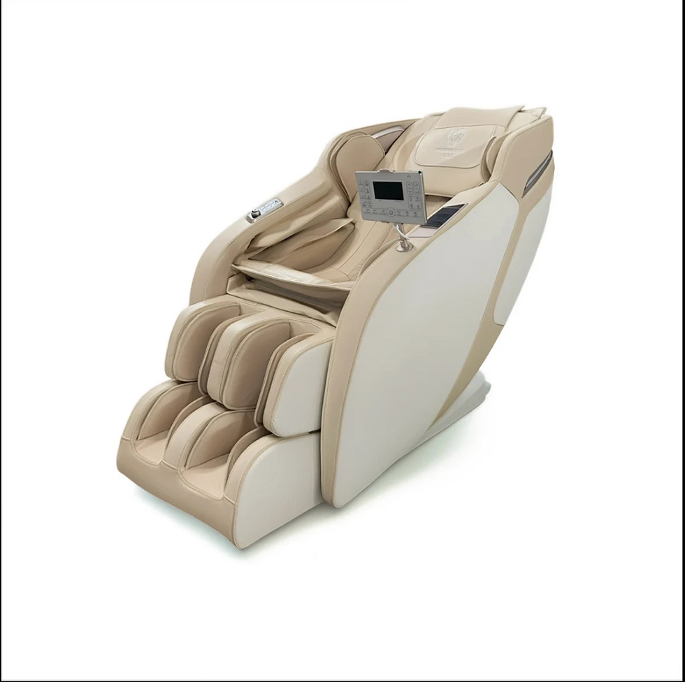 MTech 5D Tiger White SL-Track massage chair providing neck to glutes deep tissue massage coverage