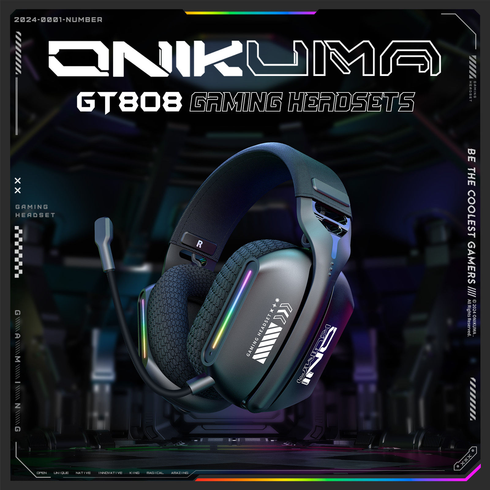ONIKUMA Wireless Gaming Headset 2.4G/Wired/Bluetooth 3 Modes Bendable