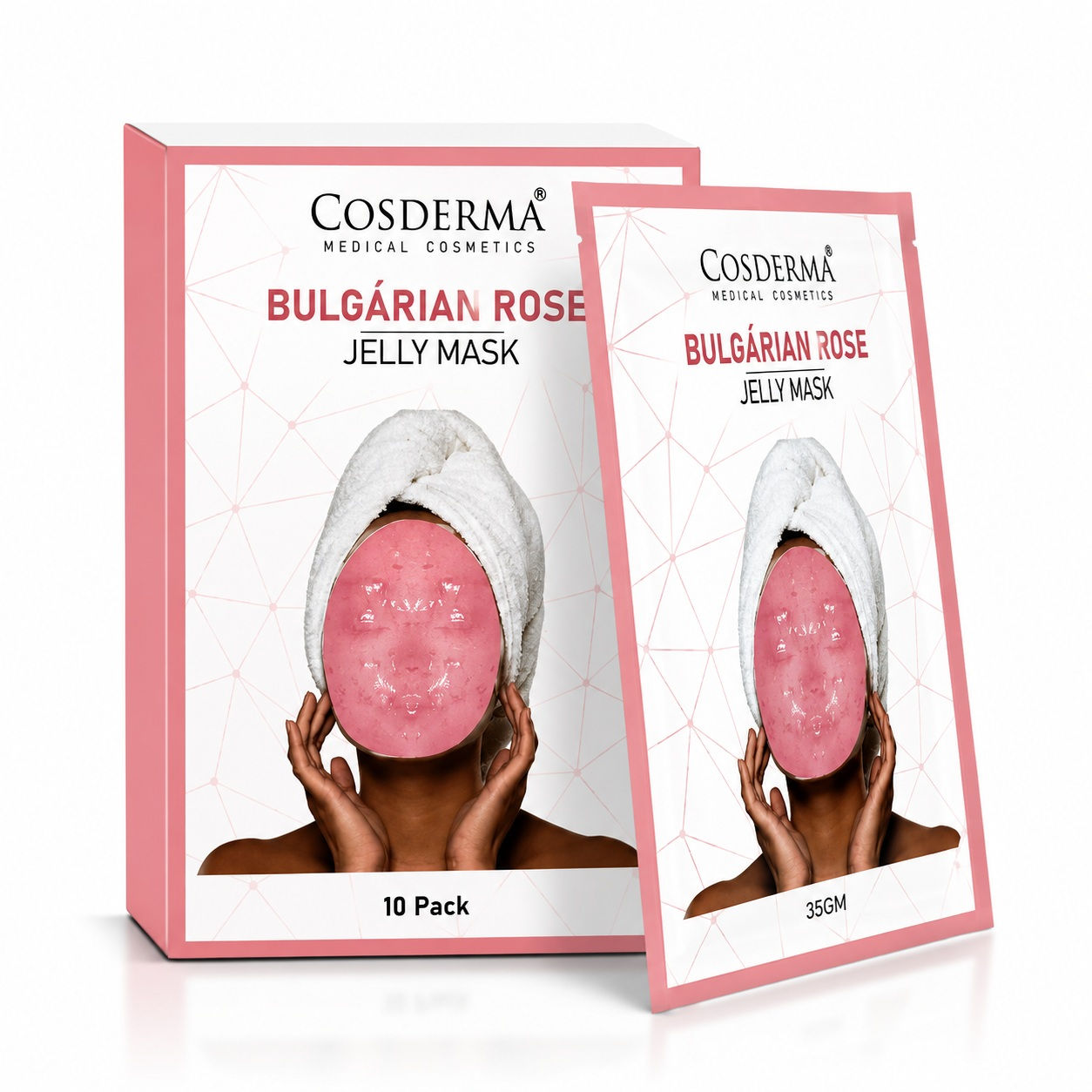 Cosderma Bulgarian Rose Jelly Mask (10 x 35g) for Hydration & Skin Glow