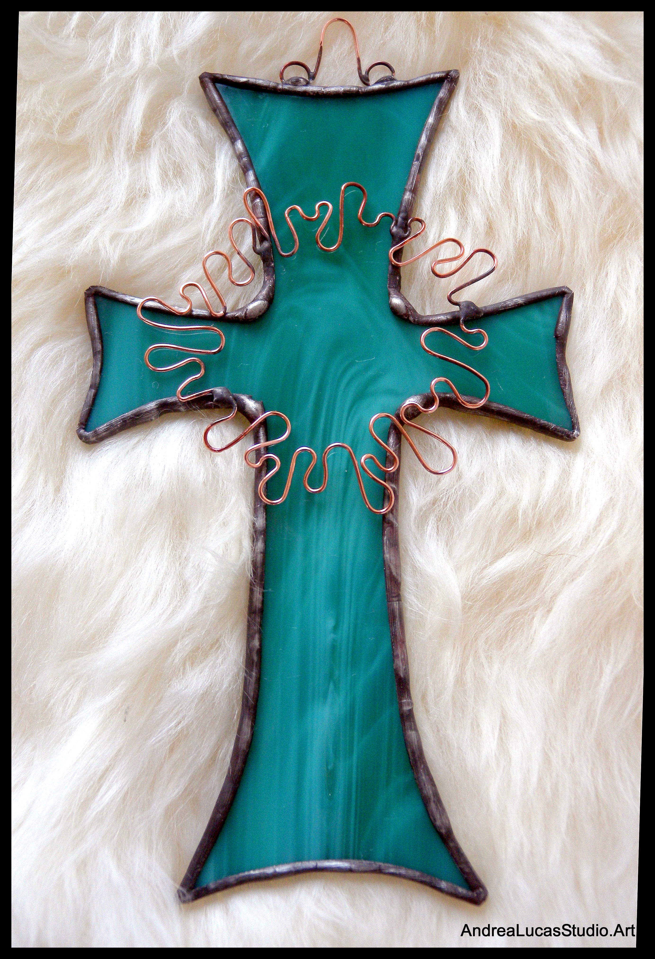 Aqua Stained Glass Cross