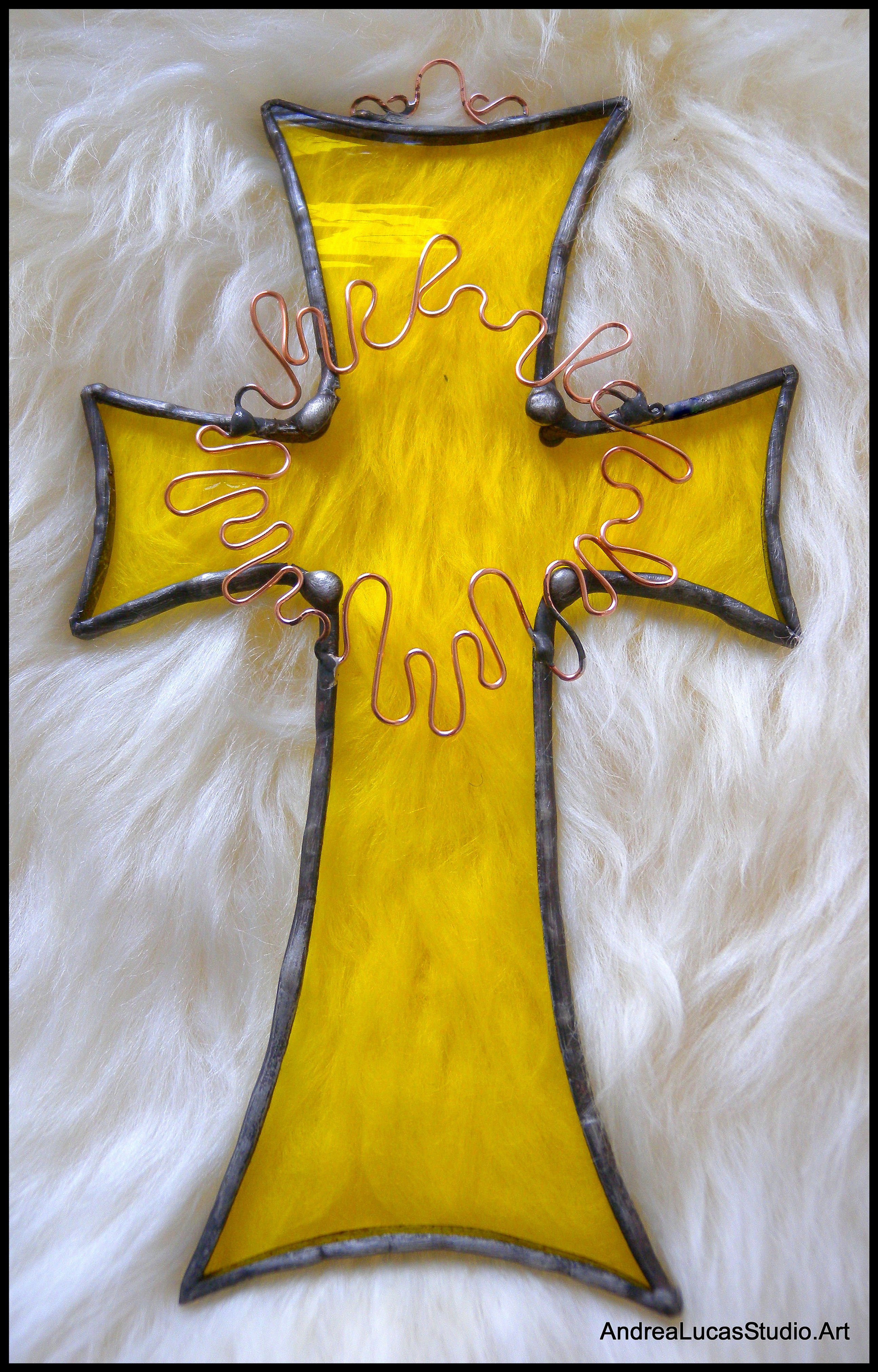 Yellow Stained Glass Cross