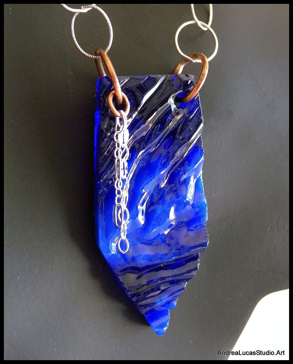 Thumbnail: #1 Cobalt Glass Necklace/Earring Set