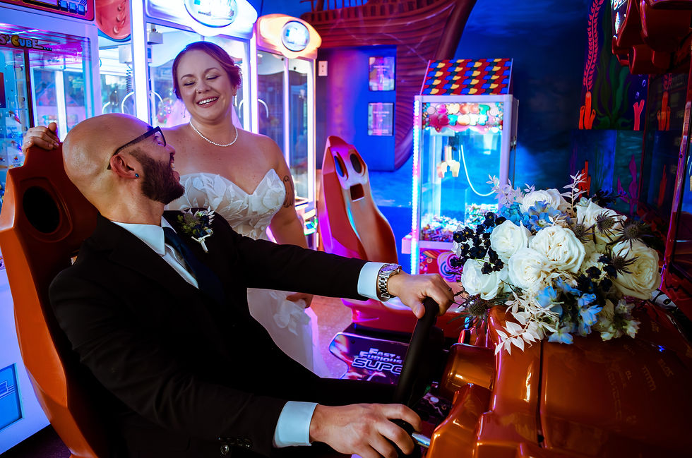 Wedding couple planning their getaway