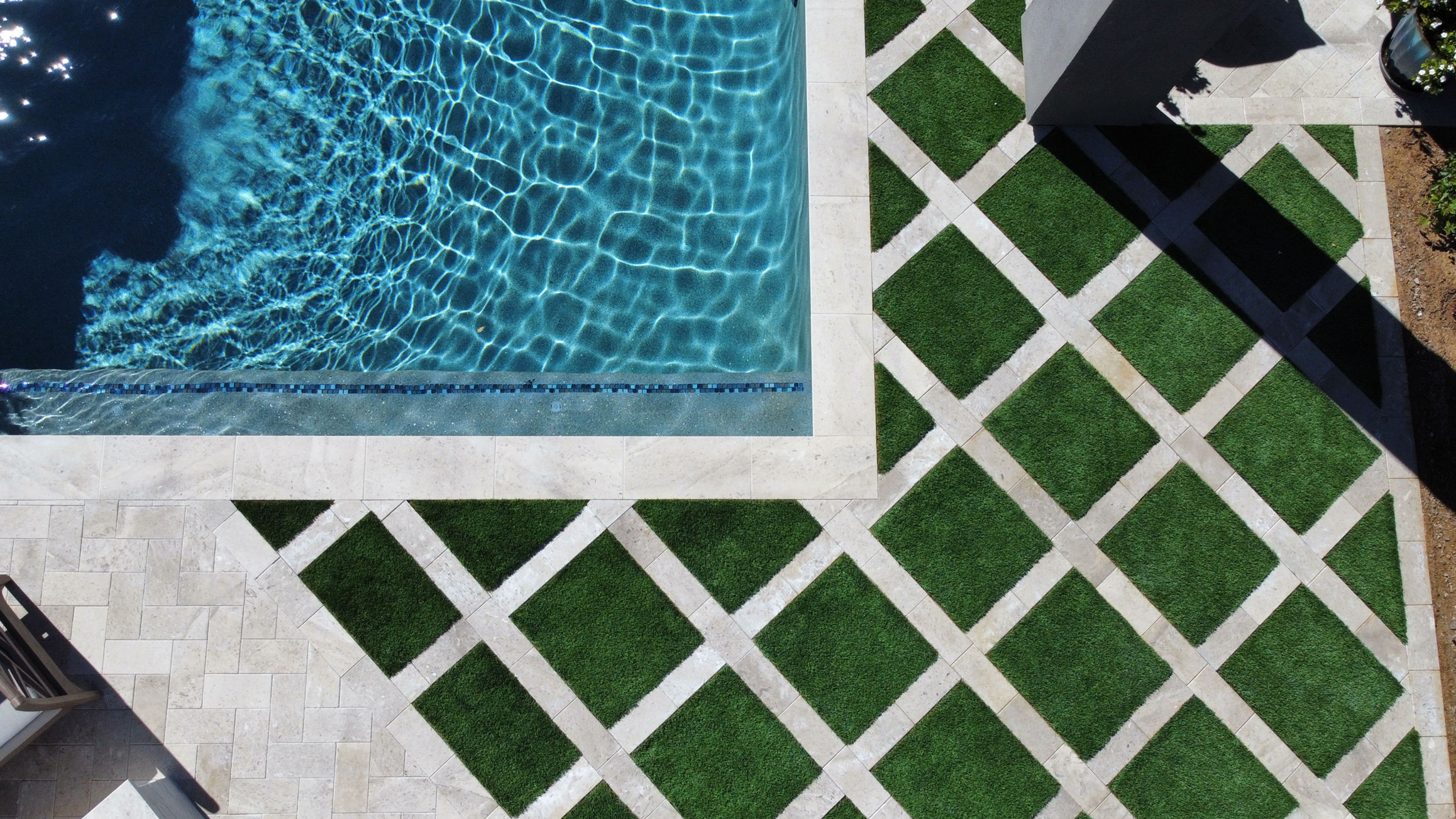 Scottsdale Small Backyard Design with Geometric Pattern Artificial Turf