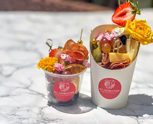 charcuterie cups put together in a stunning display