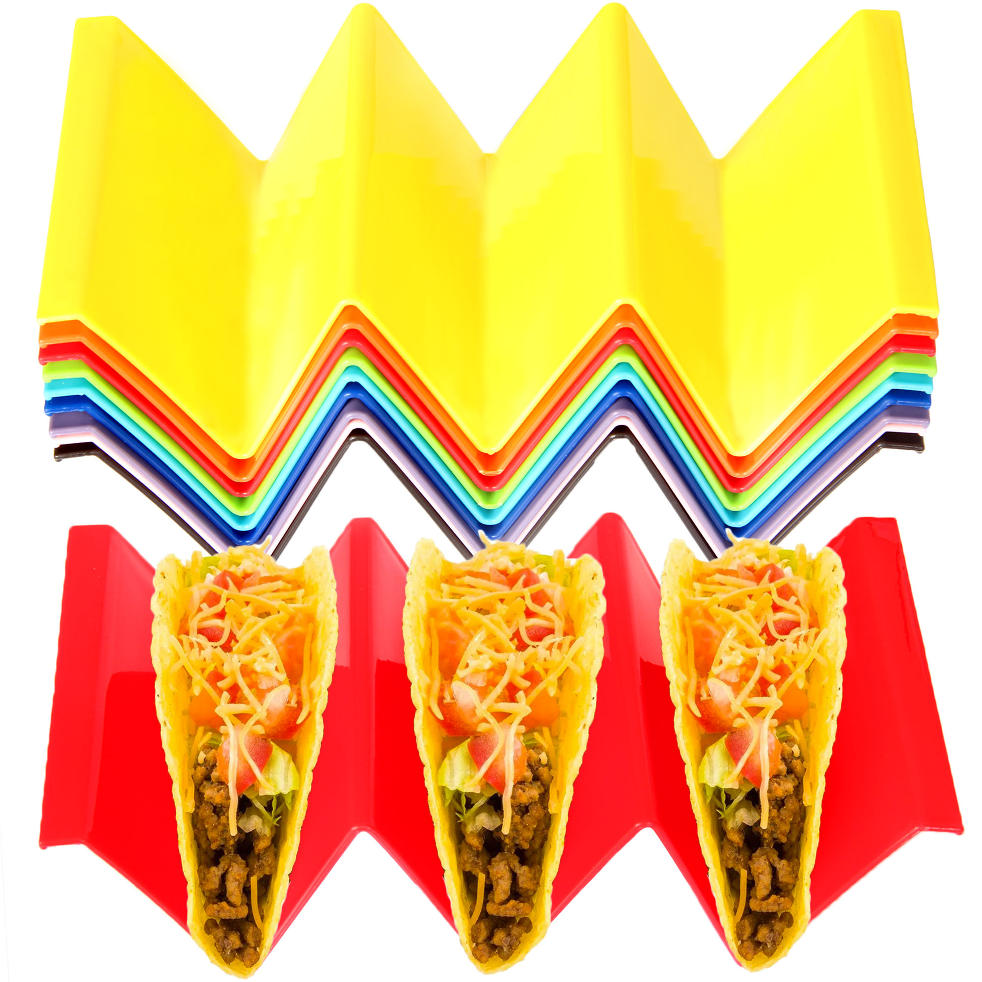 Youngever 9 Pack Large Taco Holder Stands, Taco Plate, Taco Truck Tray Style