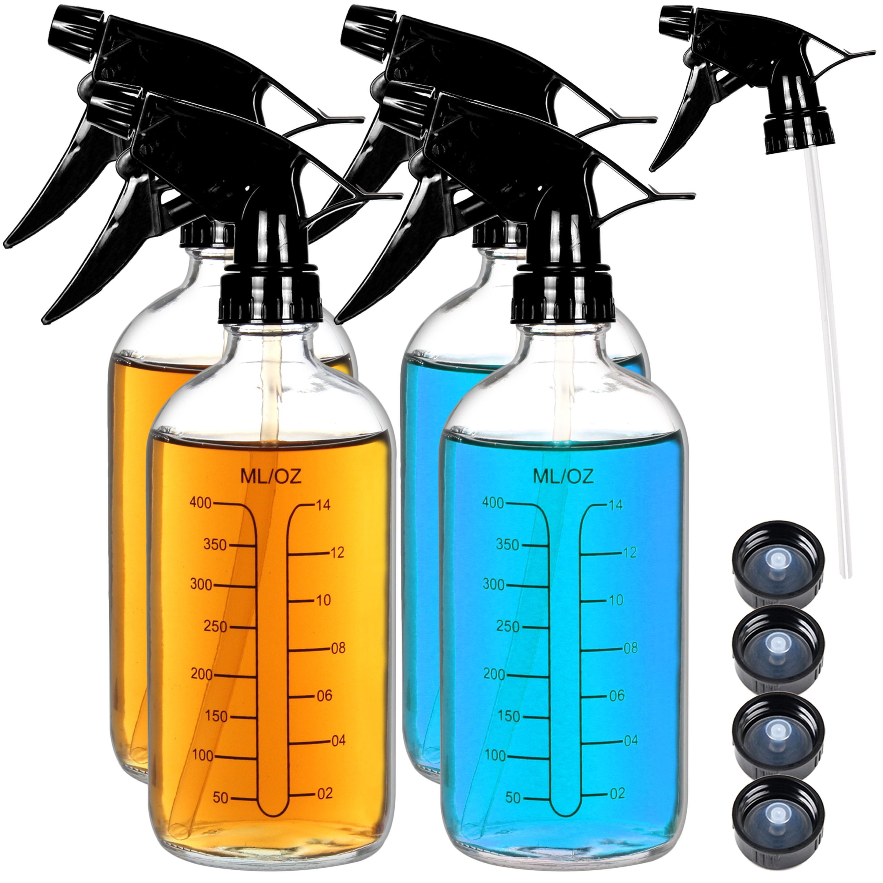 Youngever 4 Pack 16OZ Empty Glass Spray Bottles with Measurements - Clear