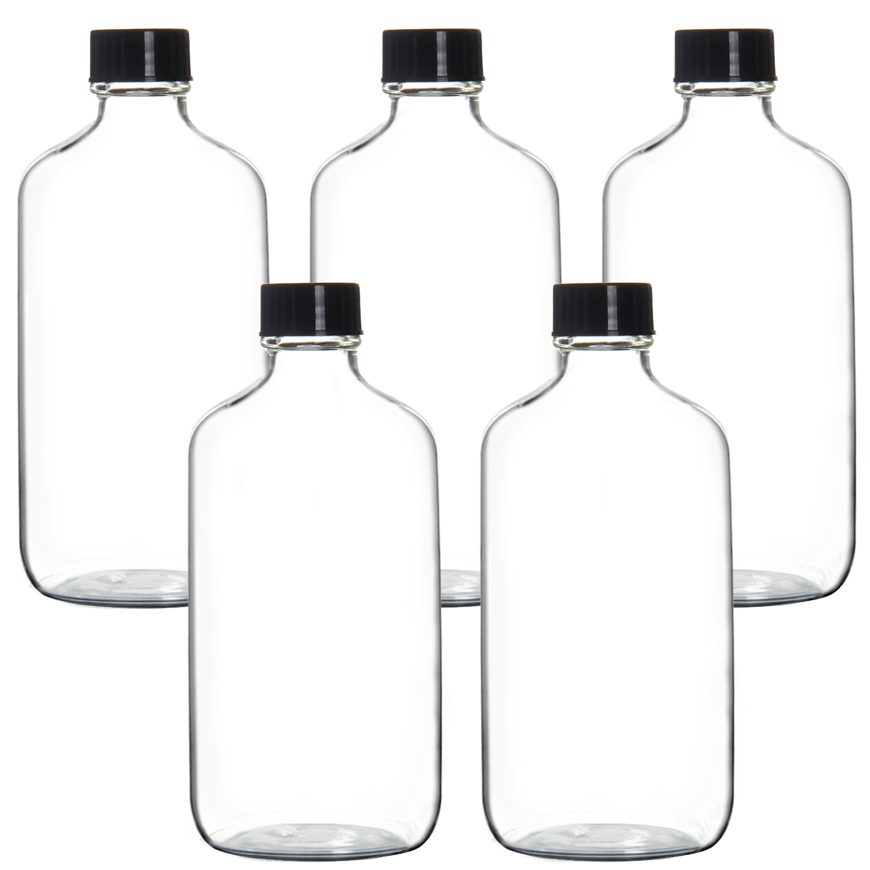 Youngever 5 Pack 8OZ Empty Glass Bottles with Lids, Refillable Container - Clear