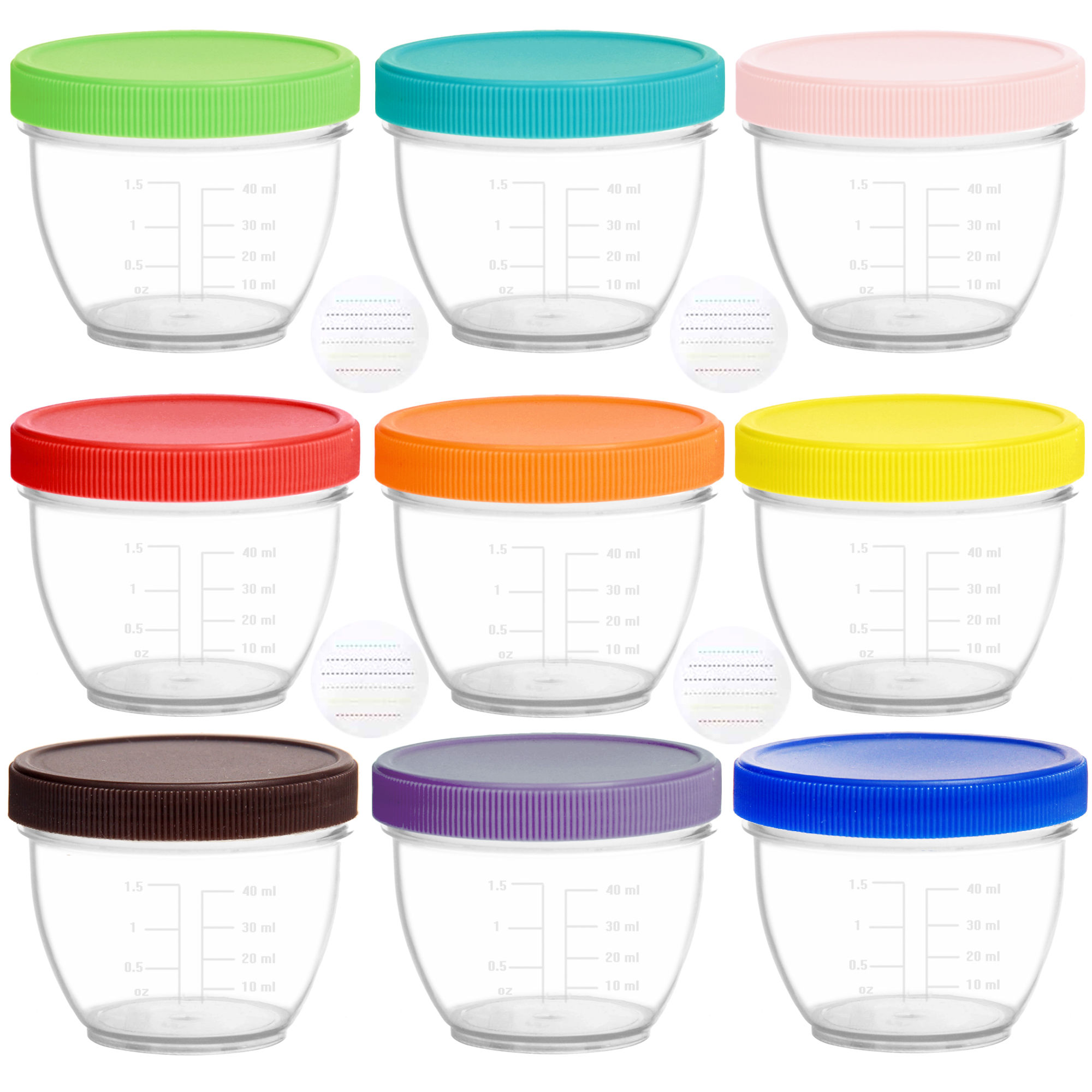 Youngever 18 Pack 2OZ Baby Food Storage, Containers with Lids - Rainbow