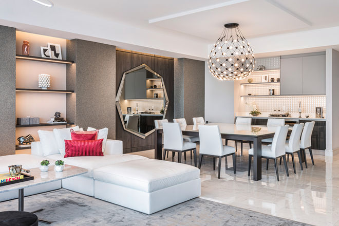 Modern dining and living room interior design