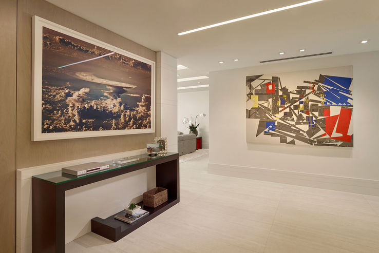 Modern hallway interior design with artwork