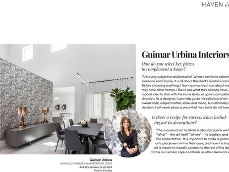 Guimar Urbina Interiors feature in Haven Magazine " The Basel & Miami Art Week 2018 edition