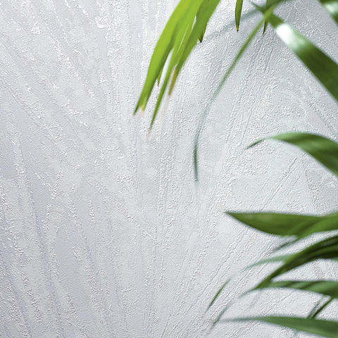 White textured wallpaper sample with plant