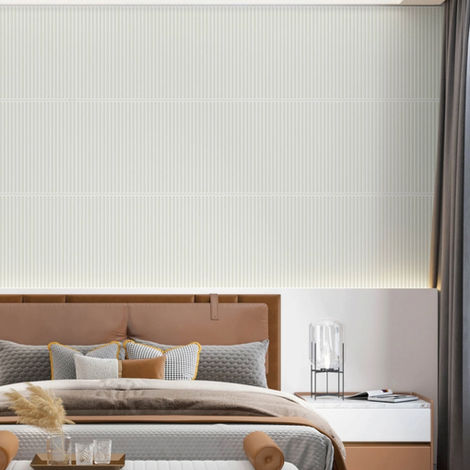 Elegant off-white wallcovering in modern bedroom