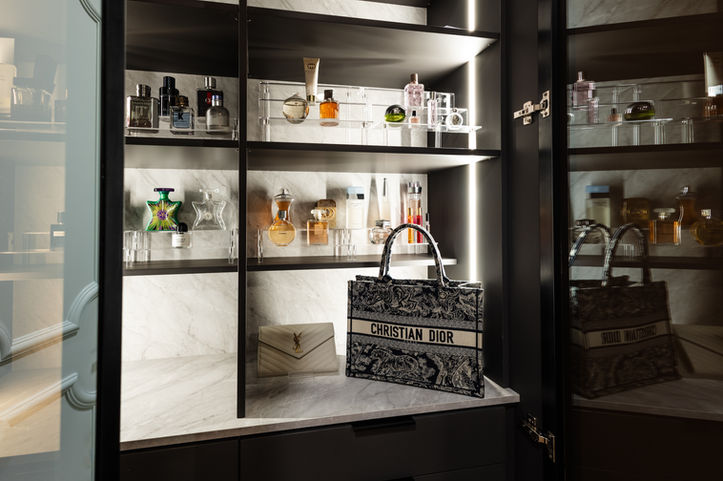 Dior handbag displayed in luxury closet