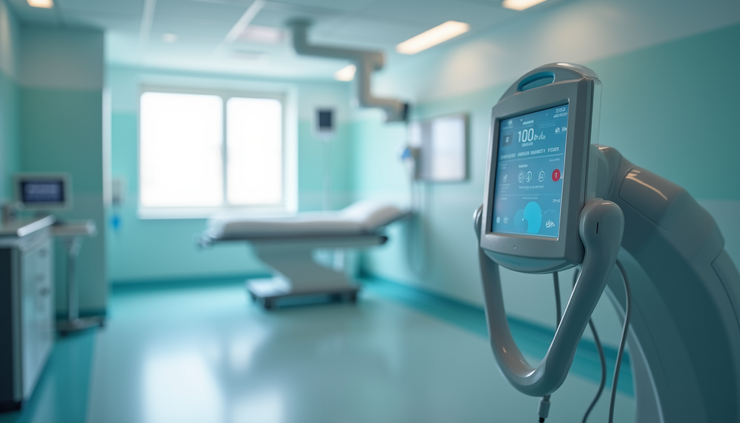 Eye-level view of a modern medical device displayed in a clinical setting