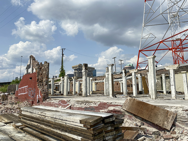 The demolition remains of the Servco Building in St. Louis MO.