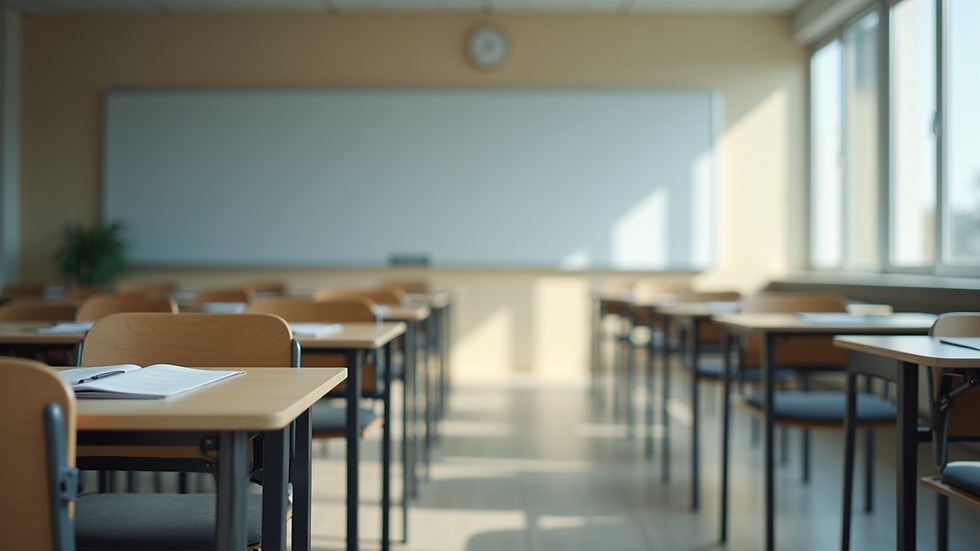 Eye-level view of a modern classroom setup