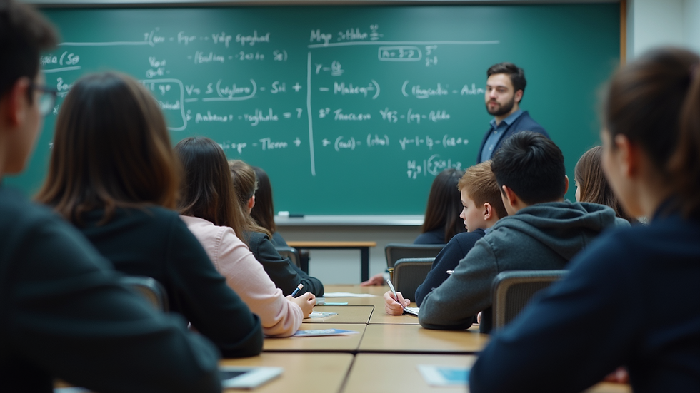 High angle view of students in an online math class