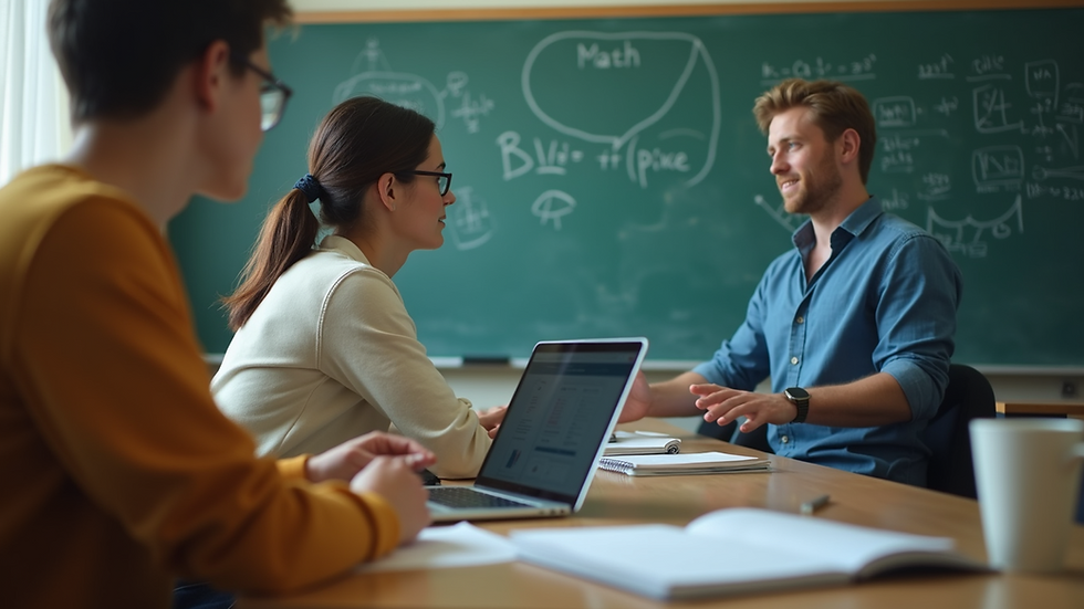 Eye-level view of a teacher explaining math concepts online