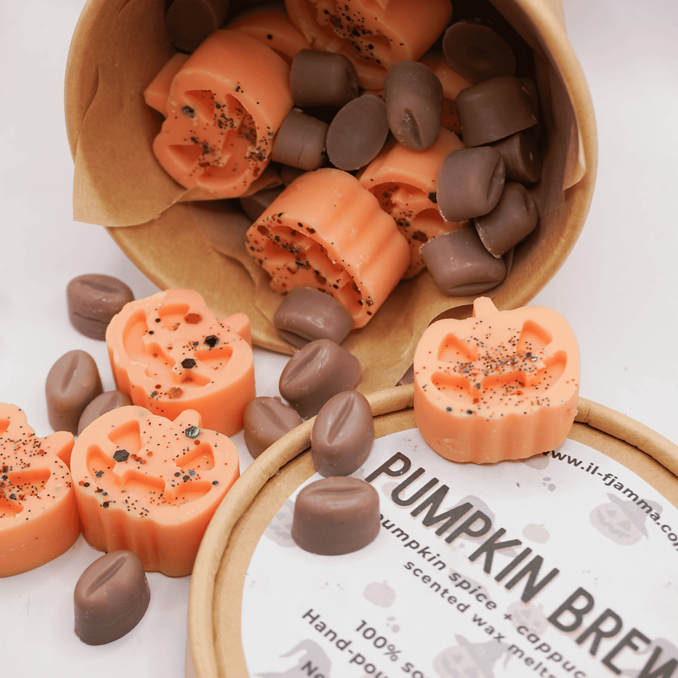 pumpkins and coffee beans wax melts in kraft cup