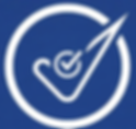 White checkmark on solid blue background. Simple and bold, conveying a sense of approval or completion.
