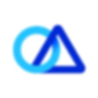 Blue and cyan abstract logo of an overlapping circle and triangle on a white background.