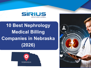 Graphic for Sirius Solutions Global: 10 Best Nephrology Medical Billing Companies in Nebraska (2026), with doctor, kidneys, Nebraska map.