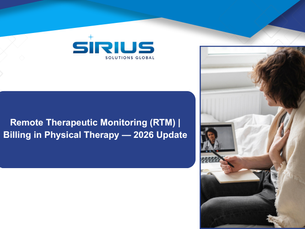 Woman wrapped in a blanket video calls on a laptop in a cozy room. Text: Remote Therapeutic Monitoring (RTM) — 2026 Update.