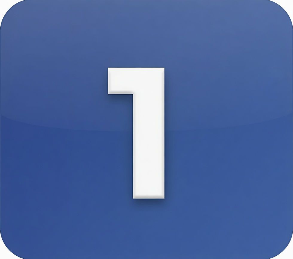 White number 1 on a blue square background, creating a simple, modern look with a focus on minimalism and clarity.