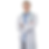 Smiling doctor with arms crossed in a white coat and stethoscope on a white background, conveying professionalism and friendliness.
