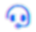 Glowing blue and pink headset icon on a black background, resembling a stylized face. No text visible. Mood is modern and tech-inspired.