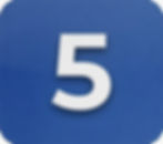White number 5 on a blue square background. The bold numeral is centered, creating a simple, modern look.