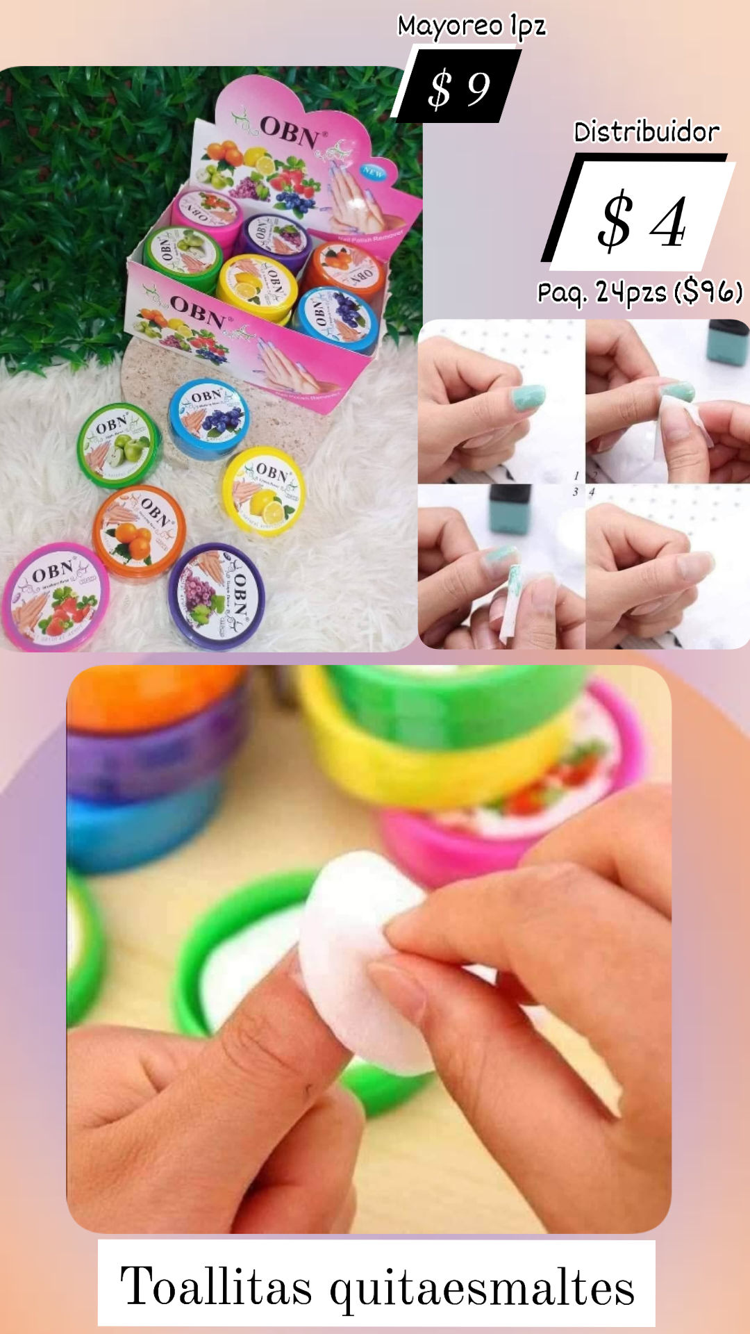 ($4)... 24pzs { Toallitas removedoras