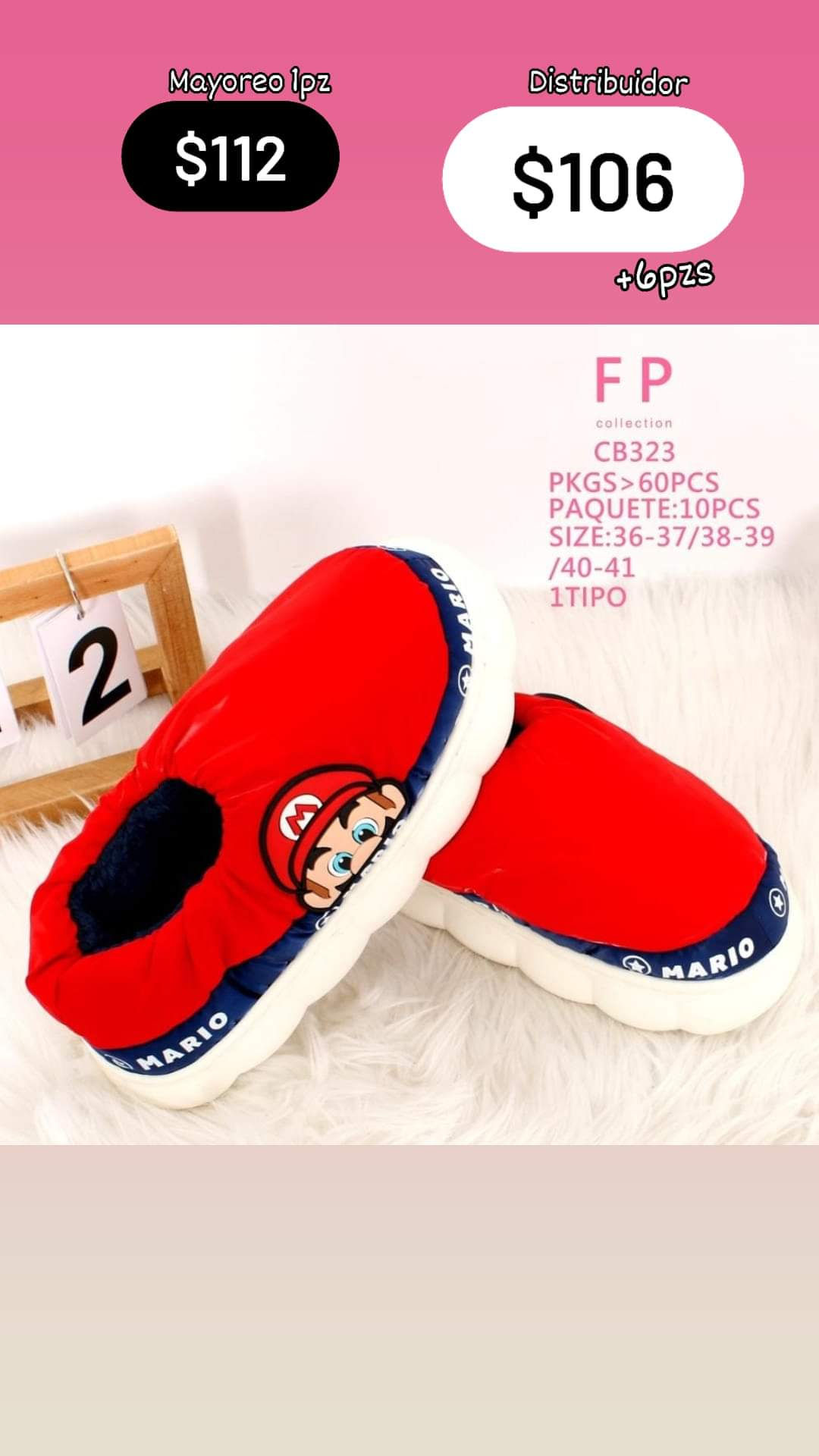 Pantufla Mario bros cb323