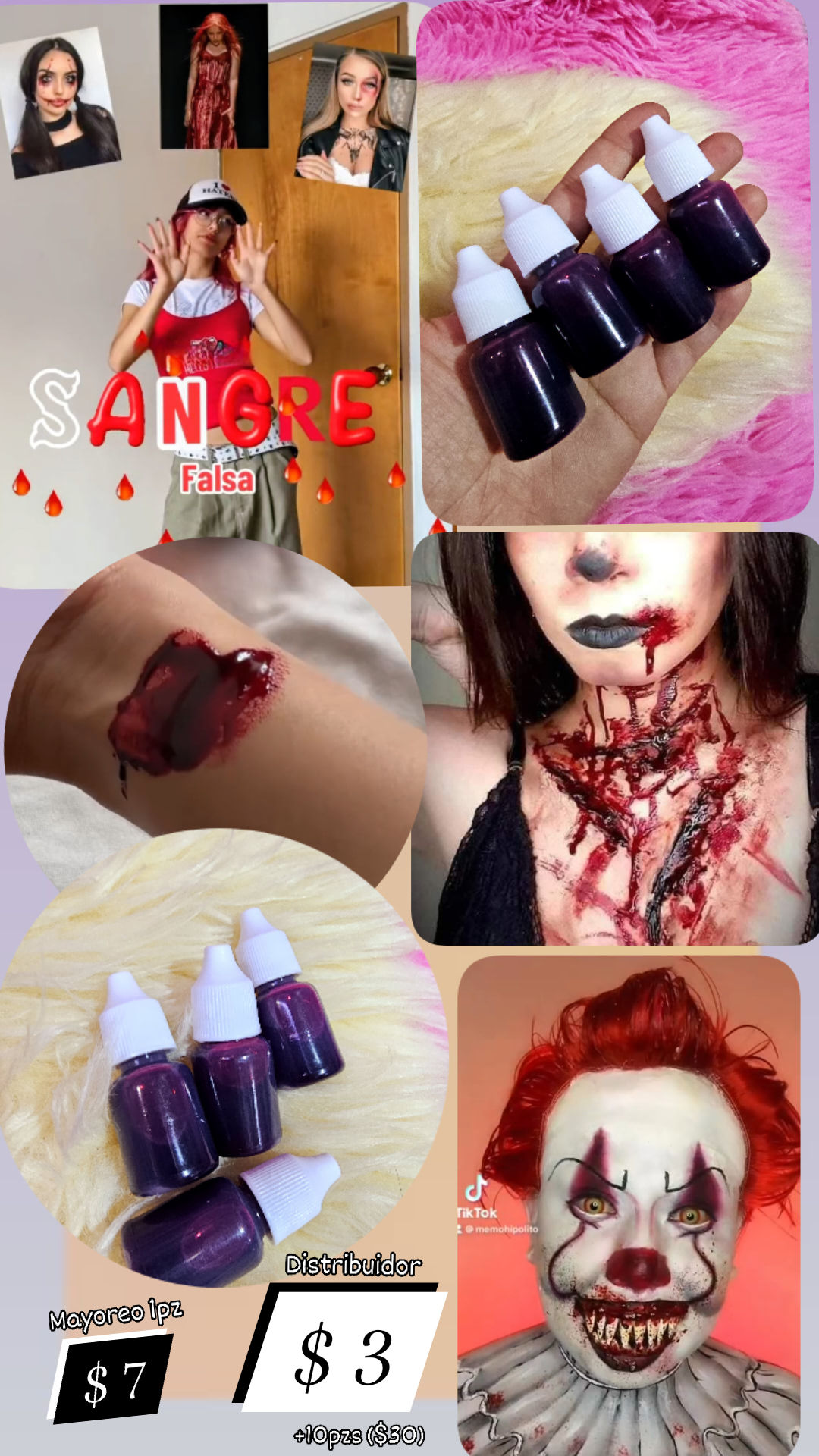 ($3)... 10pzs { Sangre falsa liquida 