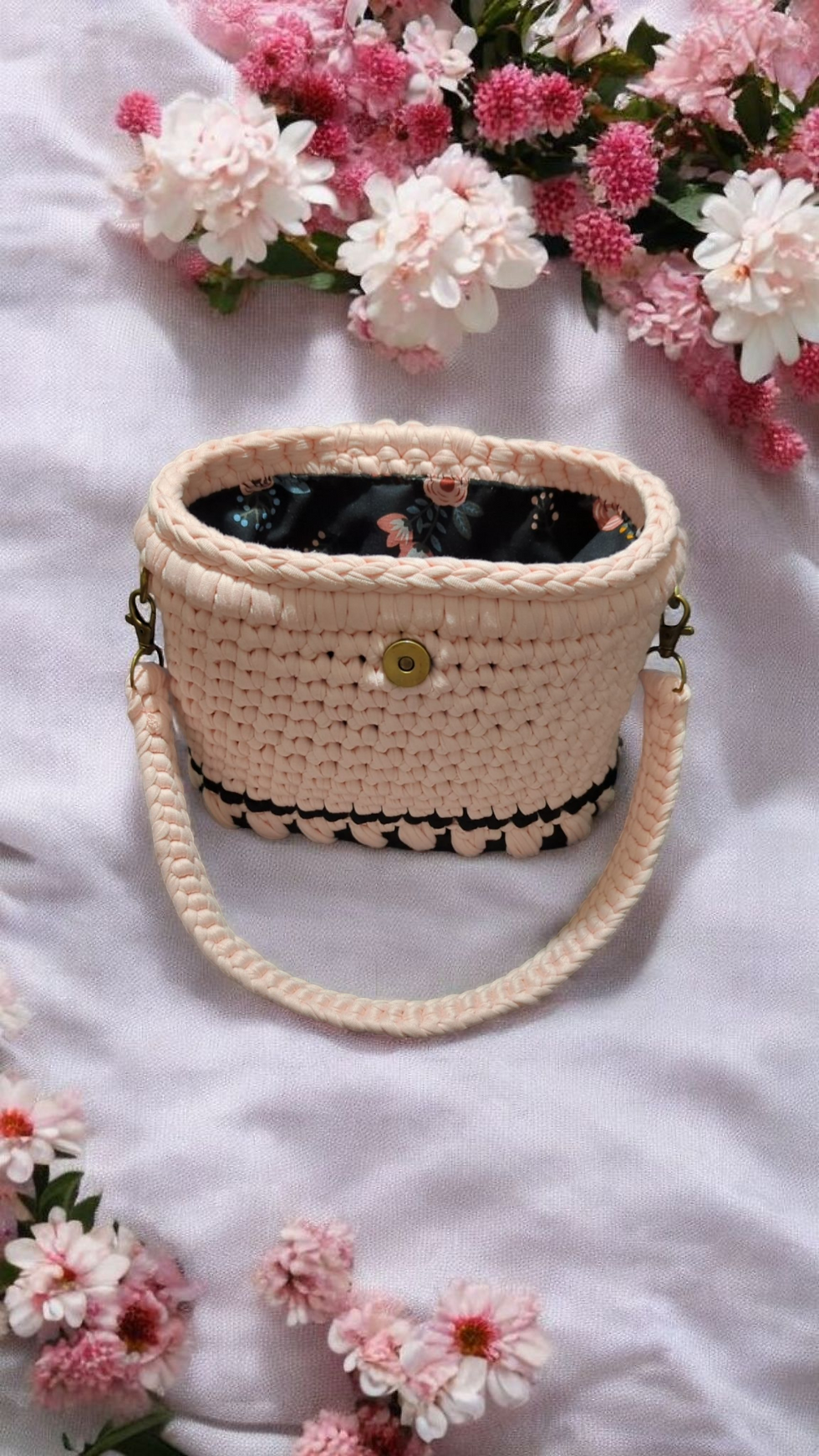 pink crochet bag