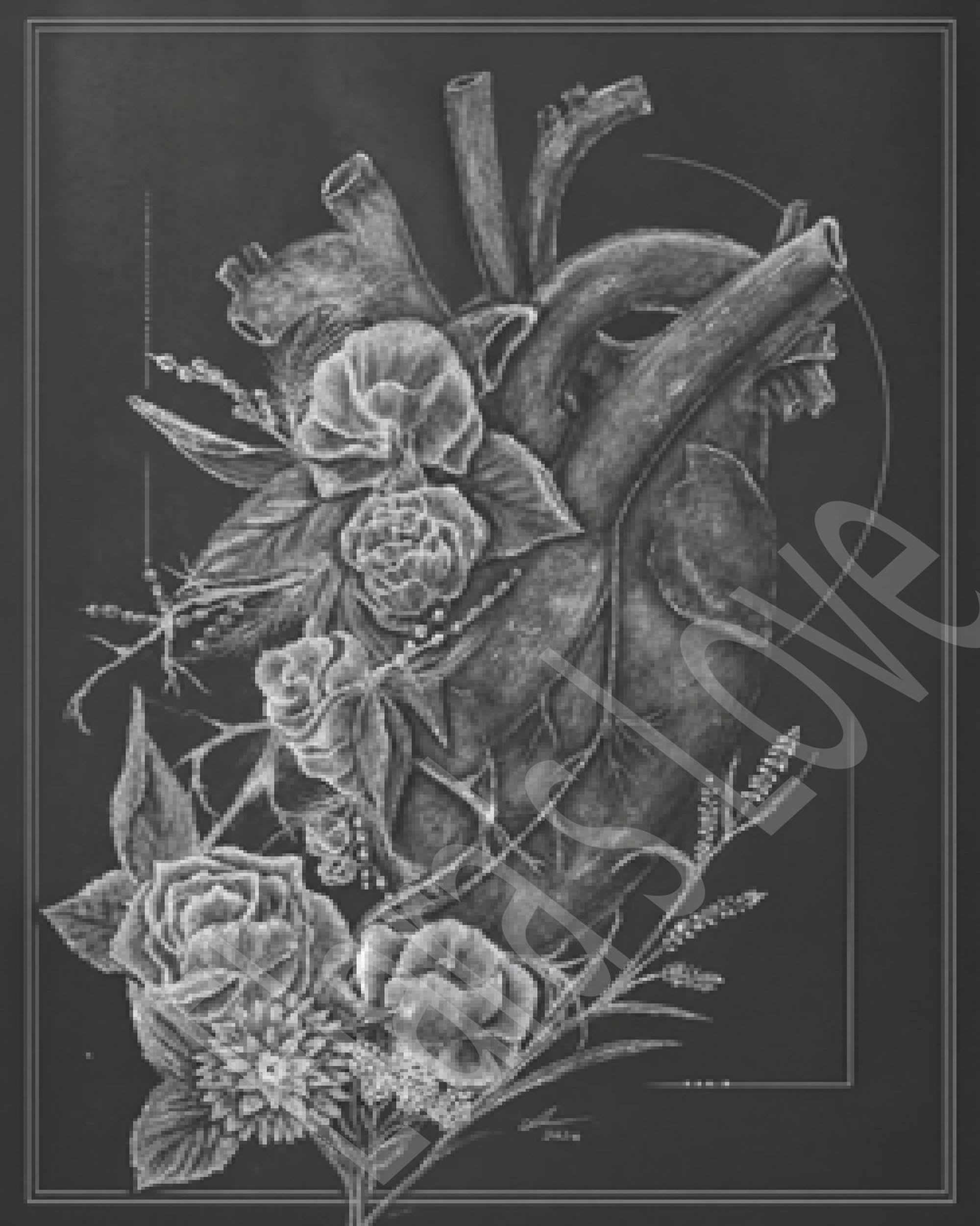 Elara Charcoal Heart Printable Wall Art