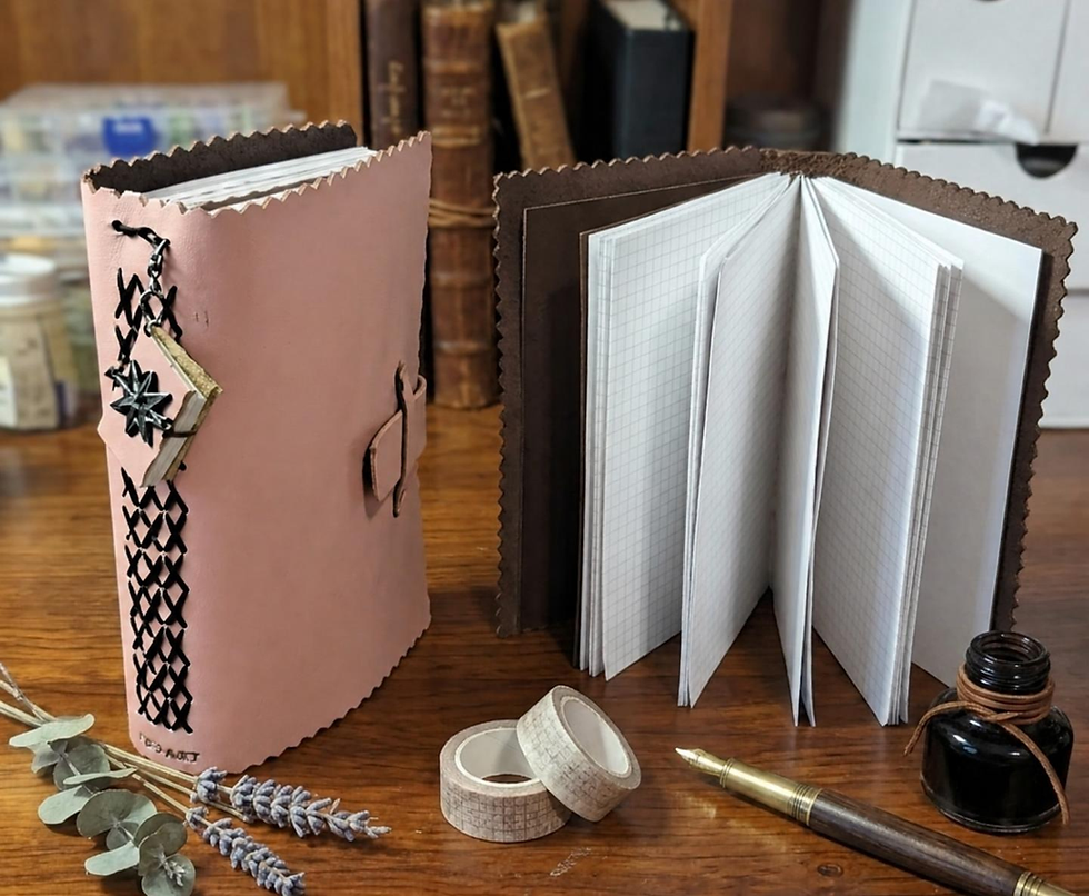 Handmade PU leather refillable journal with blank and lined inserts